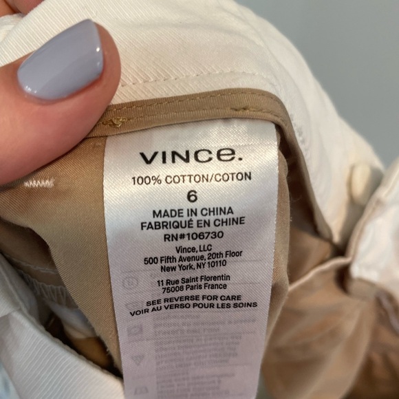 Vince., 6, white 24” crop capri pants straight leg 100% cotton resort summer EUC - Picture 7 of 7